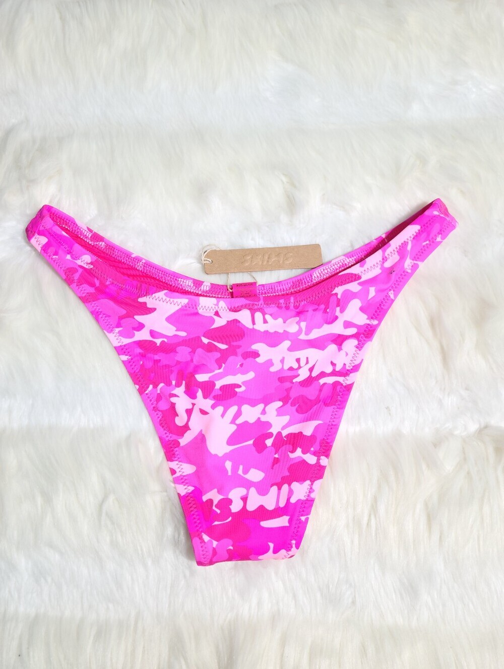 SKIMS Swim Cheeky Tanga Bottom Pink Camo Women XS NEW